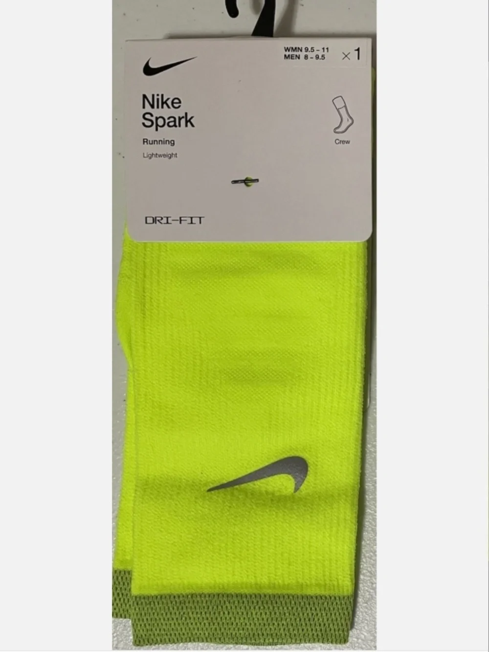 Nike Spark Unisex Lightweight Running Crew Socks Volt Yellow